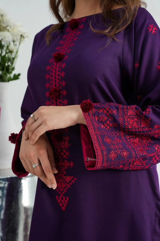 ZILL - Purple Alpine Peach Embroidered 2-Piece Suit | Winter Collection 2025