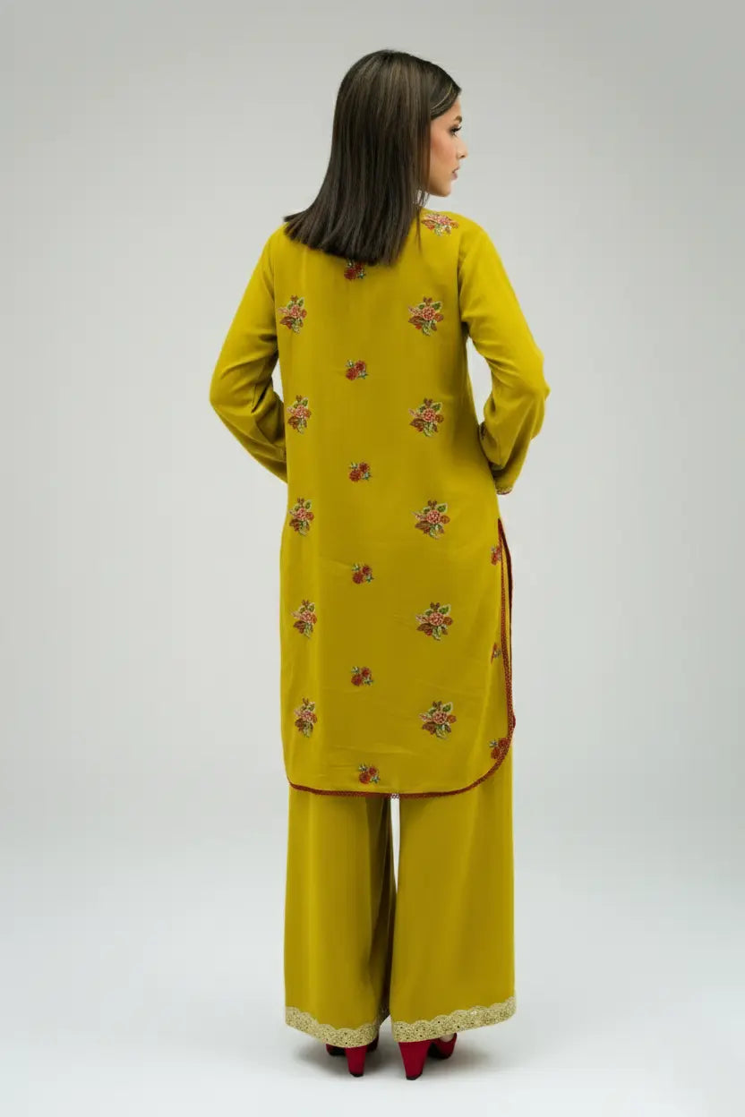 GUL E LALA - Silk Karandi Parrot Green Embroidered 2-Piece Suit | Winter Collection 2025